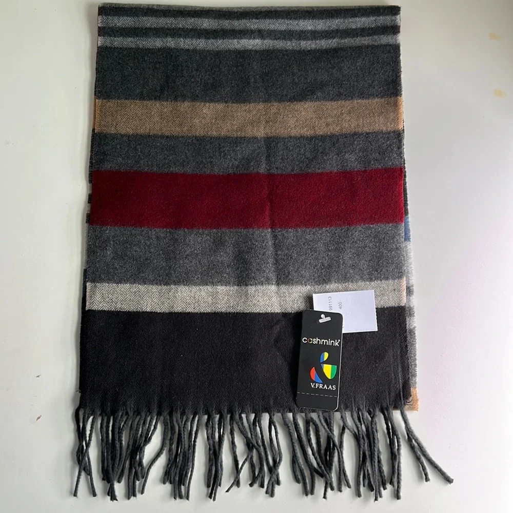 NWT V. FRAAS Cashmink Striped Scarf
